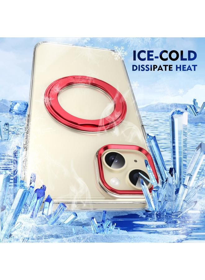 اس-توب جراب لهاتف iPhone 15 Plus / 14 Plus مزود بحلقة دوارة مثلجة من مادة البولي كربونات مع حامل مغناطيسي - Image 3