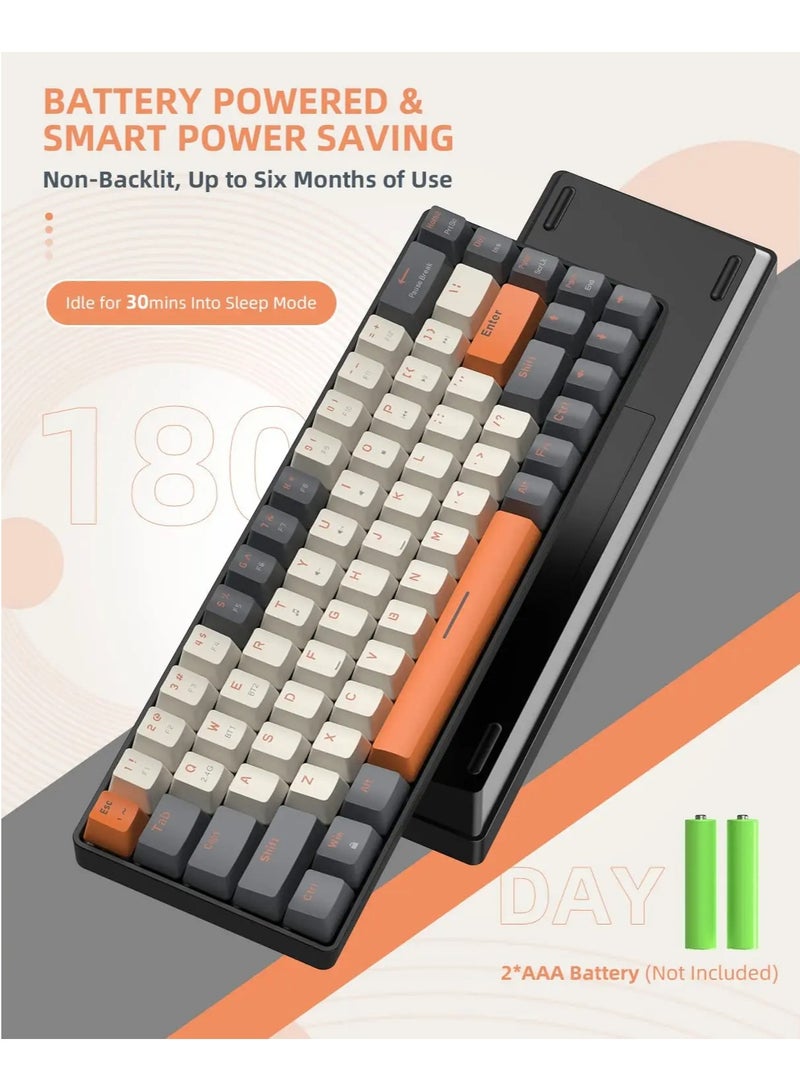 Wireless Mechanical Keyboard K68 with Bluetooth Dual Mode, Hot-Swappable 68-Key Mini Red Switch for PC PS4 Xbox iPhone iPad. - Image 5
