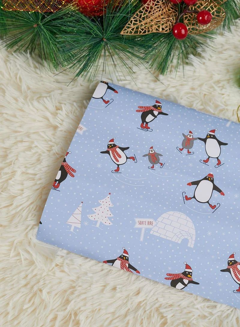 Sass & Belle Skating Penguins Wrapping Paper