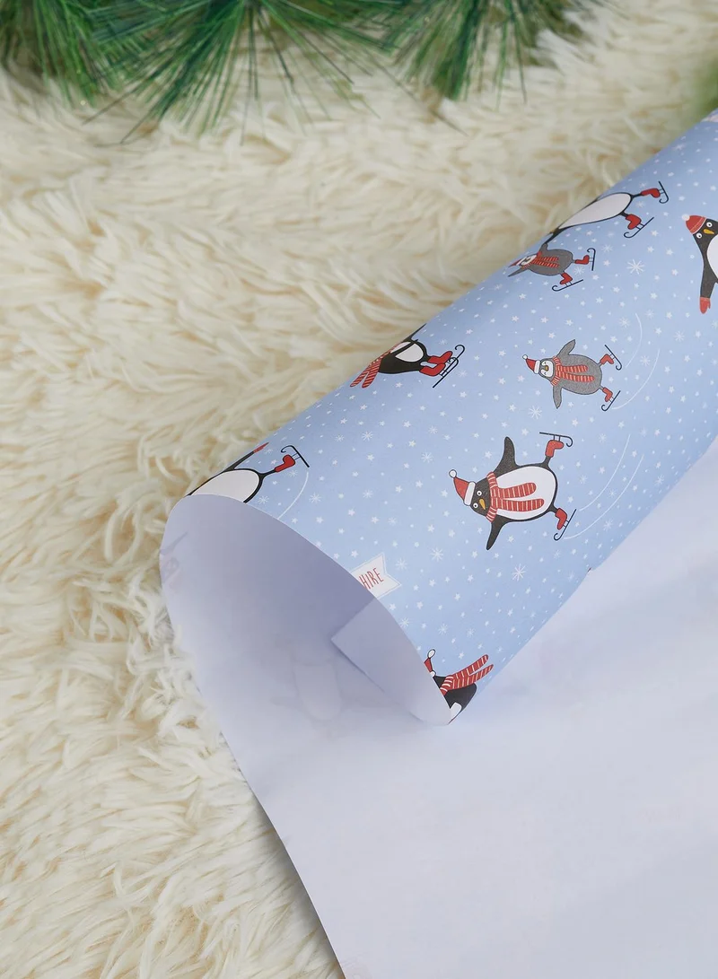 Sass & Belle Skating Penguins Wrapping Paper