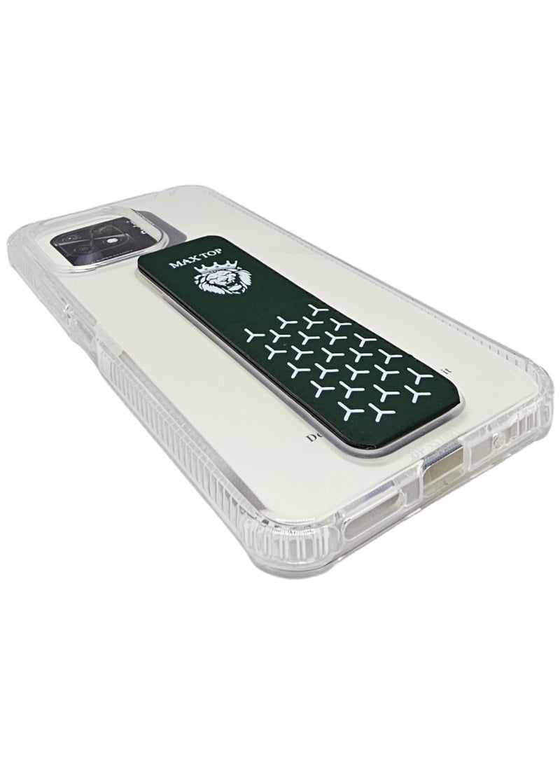 ماكس توب غطاء حماية شفاف مع مسكة لهاتف شاومي ريدمي 12 - شفاف/أخضر - Image 4