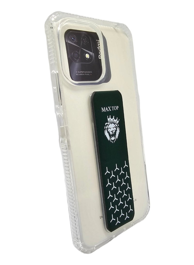 ماكس توب غطاء حماية شفاف مع مسكة لهاتف شاومي ريدمي 12 - شفاف/أخضر - Image 2