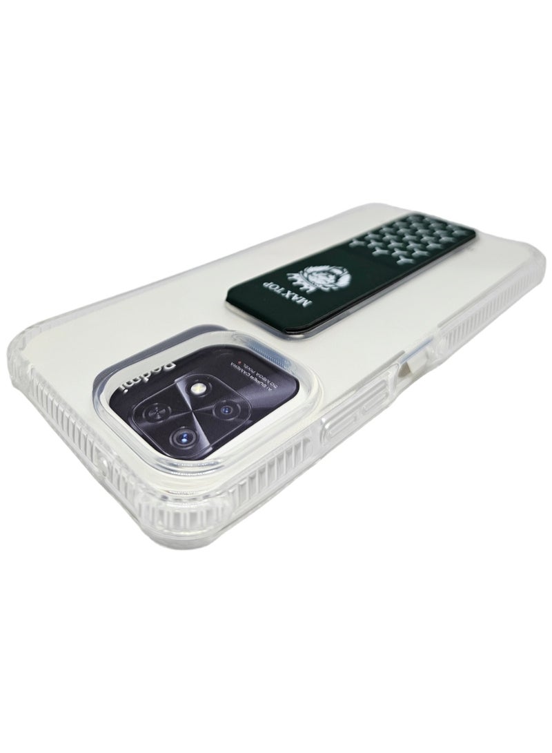 ماكس توب غطاء حماية شفاف مع مسكة لهاتف شاومي ريدمي 12 - شفاف/أخضر - Image 5