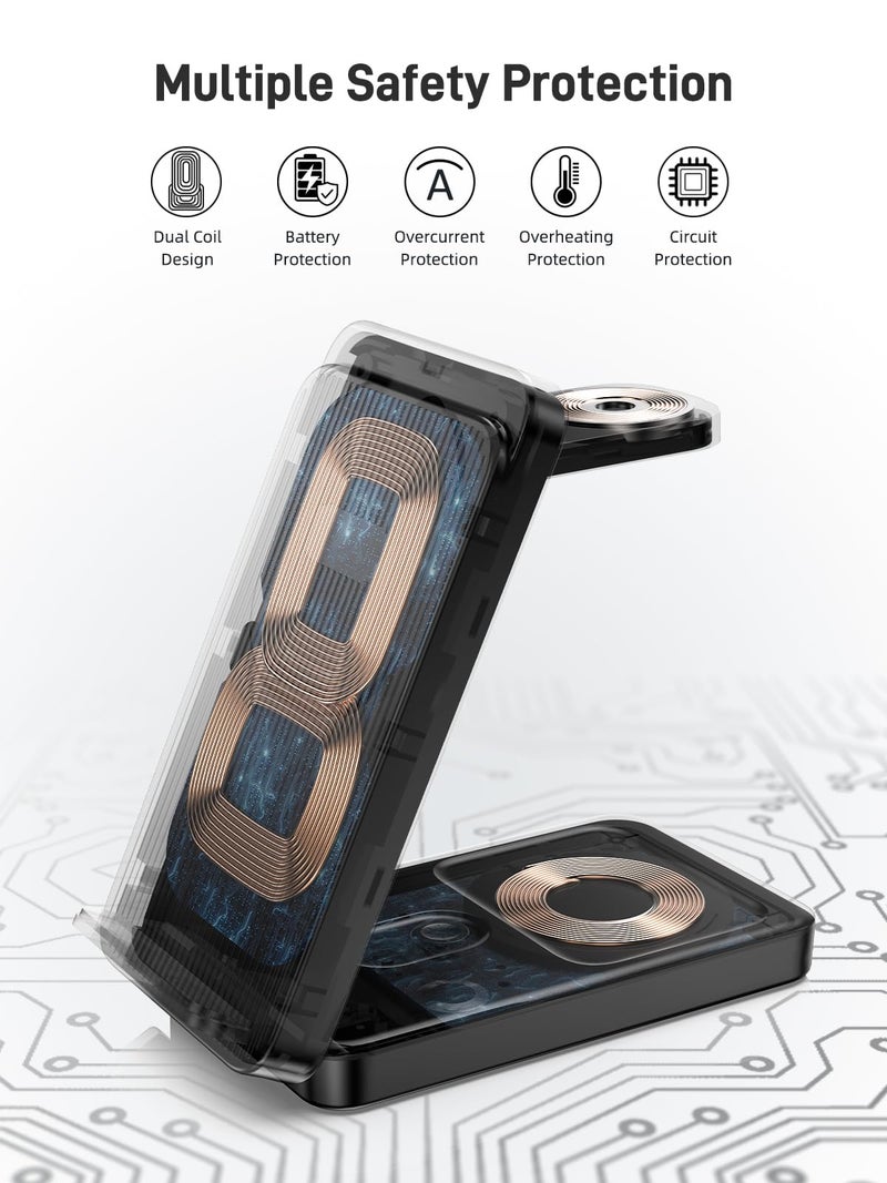 NeotrixQI Wireless Charger for Samsung, 3 in 1 Wireless Charging Station for Samsung Galaxy S25 Ultra/Z Fold7/Flip7/S24, Foldable Charger for Samsung Galaxy Watch 8/Ultra/7/6/5, Buds (Black) - Image 4
