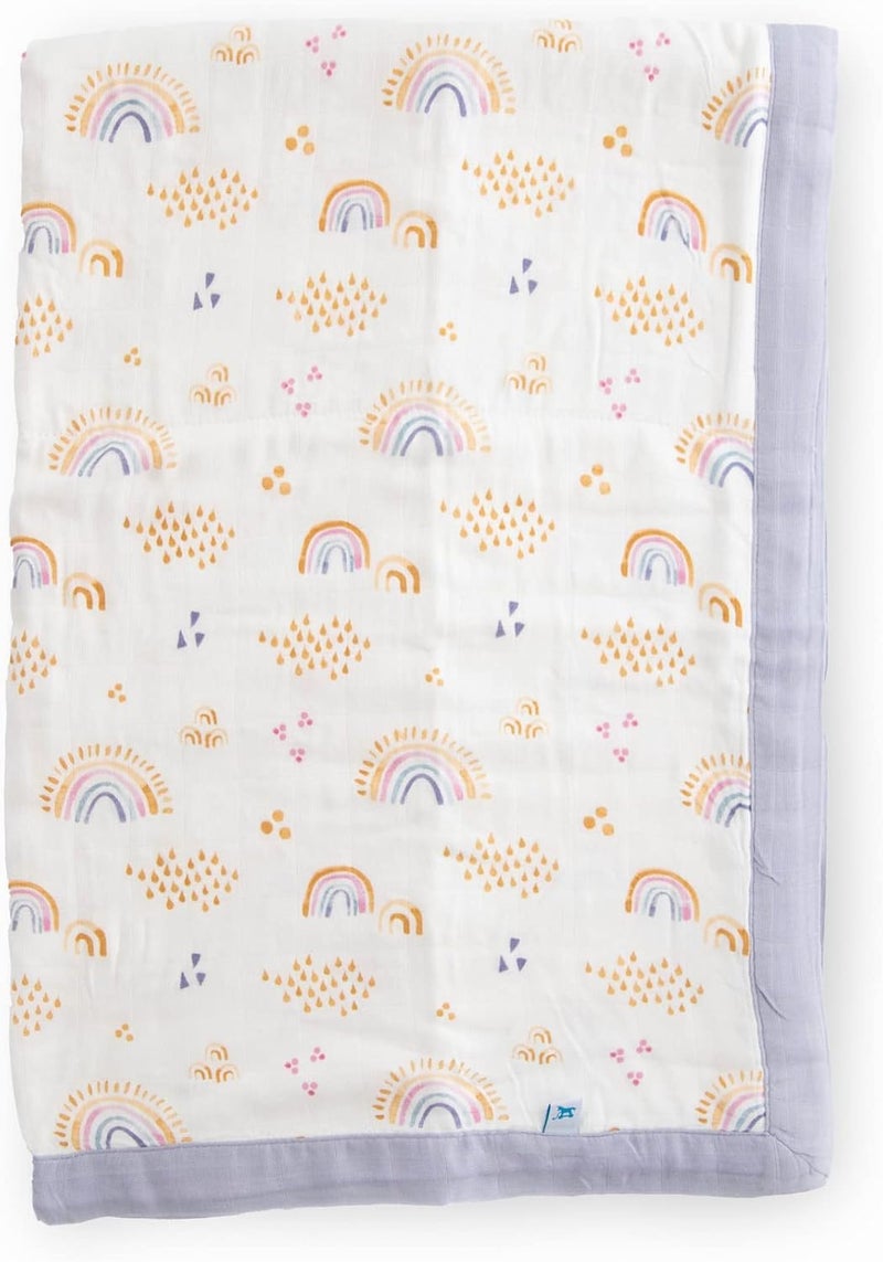 Little Unicorn Rainbows & Raindrops Deluxe Muslin Quilt - Image 1