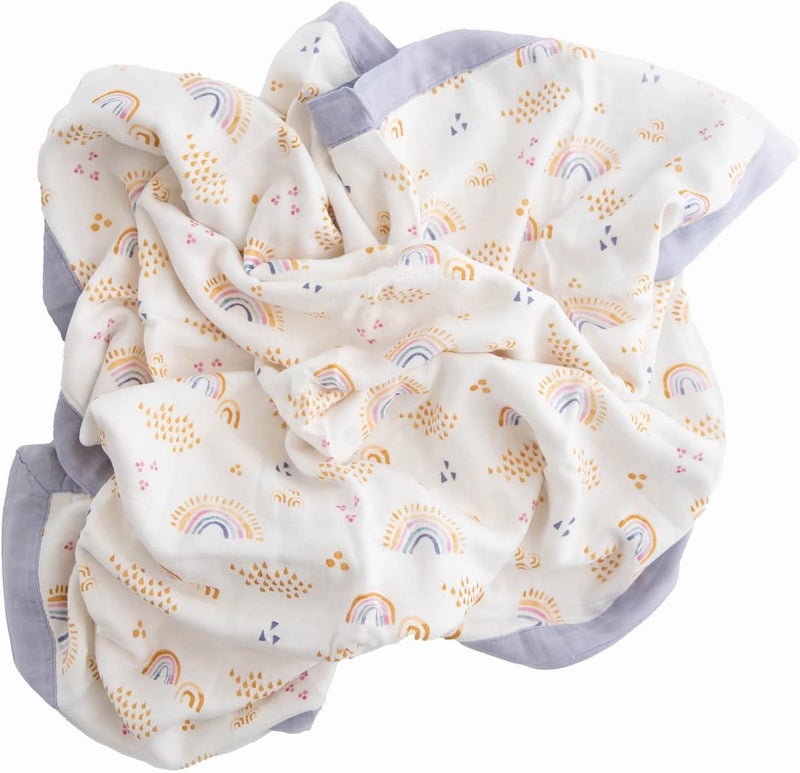 Little Unicorn Rainbows & Raindrops Deluxe Muslin Quilt - Image 3