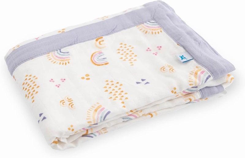 Little Unicorn Rainbows & Raindrops Deluxe Muslin Quilt - Image 2