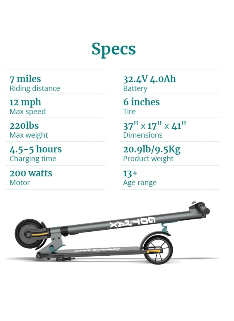 GOTRAX - GOTRAX G2Plus Foldable Electric Scooter for Adult Teens Age of 8+ with 6" Tires, 200W 12mph, Gray - Image 1