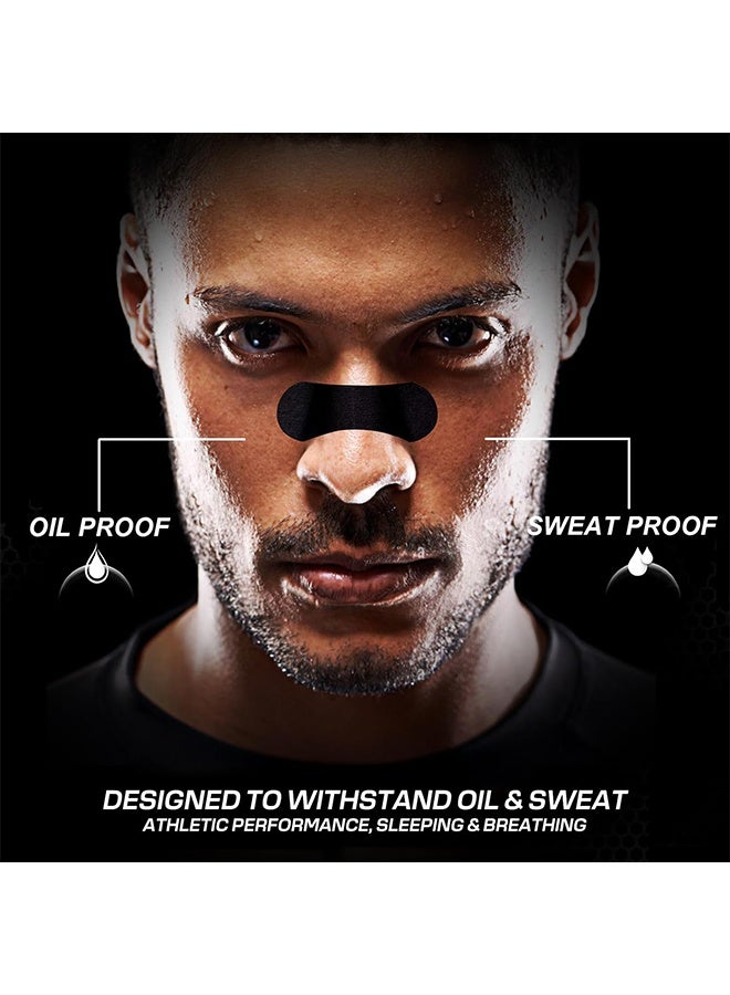 30pcs Performance Breathing Nose Patch Oil & Sweat Proof Adhesive Athletic Nasal Strips for Snoring & Sleeping Black, Wide Body, Universal Fit, Extra Strength - Image 2