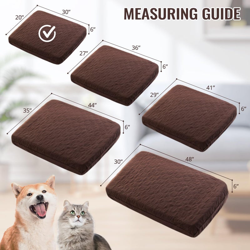 nanbowang Waterproof Dog Bed Covers Replacement Washable Pet Hair Easy to Remove, Dog Pillow Cover Quilted, Pet Bed Cover Lovely Puppy Bed Cover for Dog/Cat 20x30 Brown - Image 2