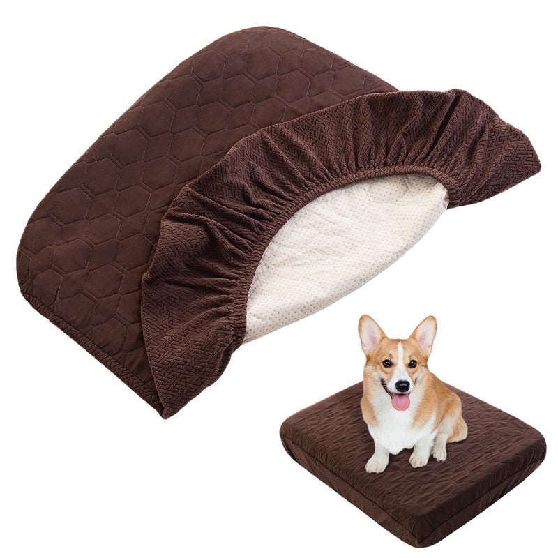 nanbowang Waterproof Dog Bed Covers Replacement Washable Pet Hair Easy to Remove, Dog Pillow Cover Quilted, Pet Bed Cover Lovely Puppy Bed Cover for Dog/Cat 20x30 Brown - Image 1