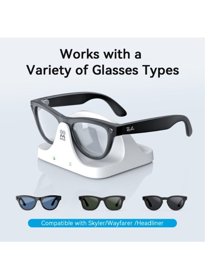 AMVR Magnetic 2-in-1 Charging Dock Compatible with Ray Ban Meta Wayfarer/Skyler/Headliner Smart Glasses Case Accessories, Charger with LED Indicator - Image 2