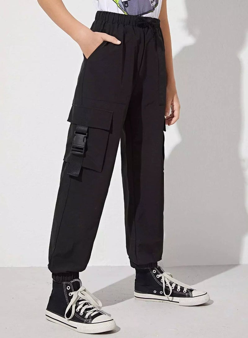 Boys Buckle Strap Flap Pocket Pants - Image 1