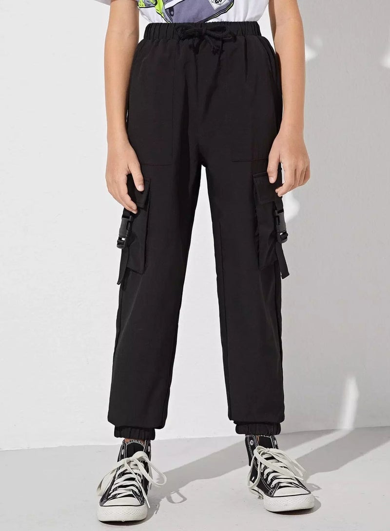 Boys Buckle Strap Flap Pocket Pants - Image 3
