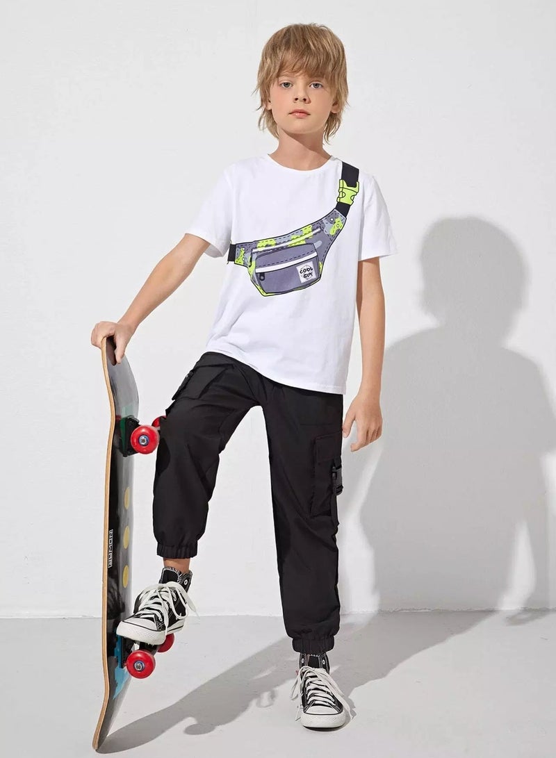 Boys Buckle Strap Flap Pocket Pants - Image 4