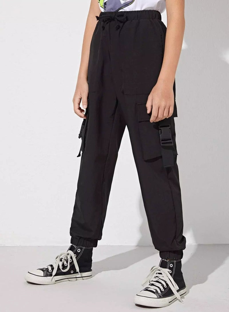 Boys Buckle Strap Flap Pocket Pants - Image 5