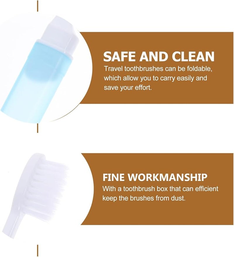 8 قطع مجموعة فرشاة أسنان قابلة للطي محمولة مع حاوية مهواة للسفر والتخييم والاستخدام اليومي لون عشوائي - Image 4