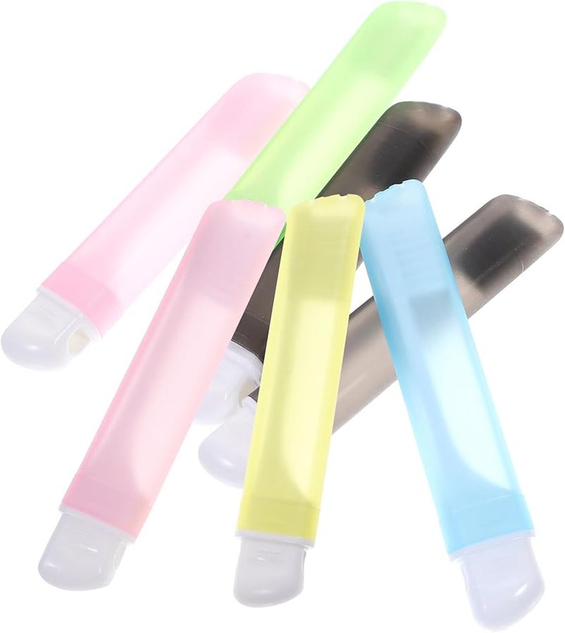 8 قطع مجموعة فرشاة أسنان قابلة للطي محمولة مع حاوية مهواة للسفر والتخييم والاستخدام اليومي لون عشوائي - Image 2