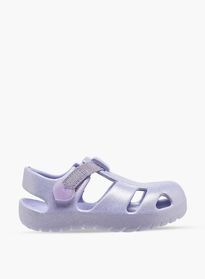 Aqua Girls Heart Applique Hook & Loop Sandals