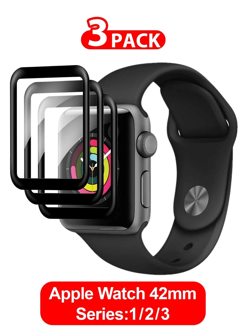 CATANES 3Packs Screen Protector for Apple Watch 42mm Series 1 2 3  HD Clear Ultra-Thin Curved Full Coverage Glass (42mm) - Image 1