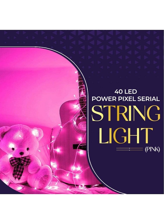 Lexton 40 LED Power Pixel Serial String/Fairy Light | Plug Sourced | Suitable for Home & Outdoor Decoration, Diwali, Christmas, Ramadan, Wedding, Party, Festival (Pack of 20, Pink) - Image 3