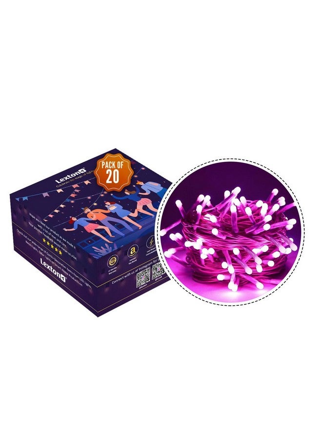 Lexton 40 LED Power Pixel Serial String/Fairy Light | Plug Sourced | Suitable for Home & Outdoor Decoration, Diwali, Christmas, Ramadan, Wedding, Party, Festival (Pack of 20, Pink) - Image 2