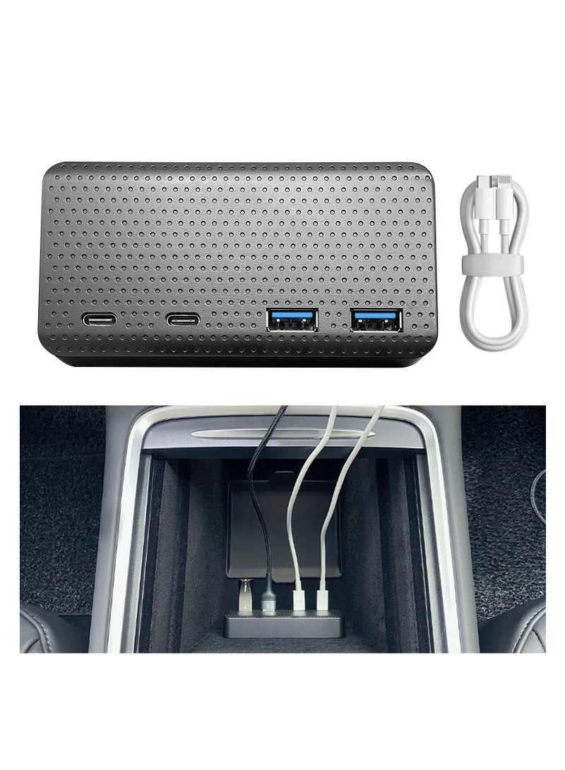 SYOSI USB Hub 4 in 1 Center Console Docking Station for Tesla Model 3/Y 2021, USB PD Fast Charge for Dashcam/Sentry Mode/Phone (Not Fit 2022) - Image 1