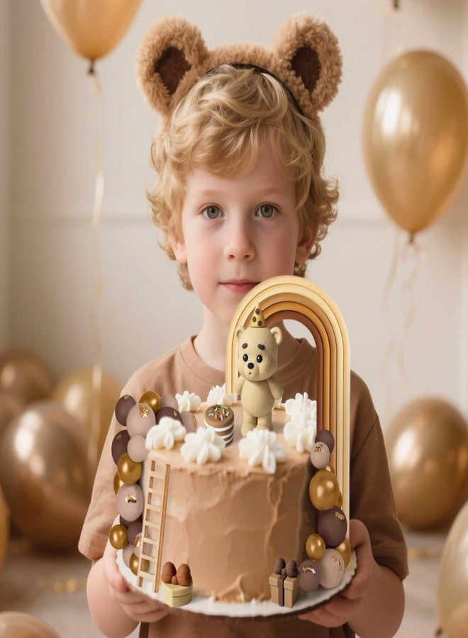 Roaring Good Time Brown Bear Cake Decoration Beige Brown Balls Cake Topper Boho Bears Cake Decoration Baby Shower Birthday Cake Decoration - Image 4