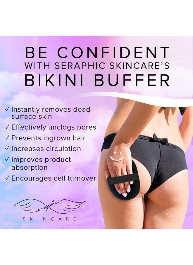 Seraphic Skincare - Bikini Buffer Exfoliating Scrub Mitt Skin Exfoliator Scrubbing Pads for the Bikini Area Ingrown Hair Remover and Razor Bumps Treatment Natural Exfoliation for Women - Image 1