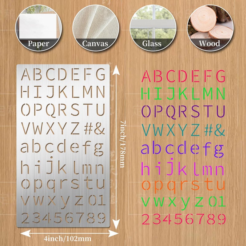 Eageus 8 Pcs Metal Letter Stencils Wood Burning Stencil Lettering Stencils, Small Reusable Alphabet Painting Template for Carving Drawing Engraving Journal Pyrography Craft(Letter Style) - Image 5