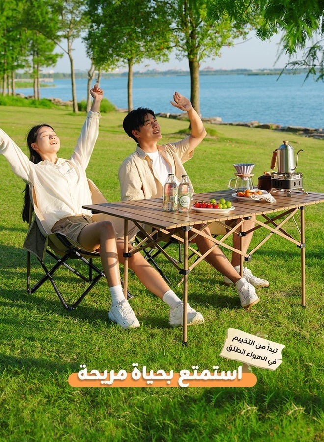 استكشاف الجبال طقم طاولة وكراسي قابلة للطي من 3 قطع للتخييم الخارجي مع حقيبة تخزين – قوي التحمل، سهل الحمل والتخزين، مناسب للنزهات العائلية والشواء - Image 3