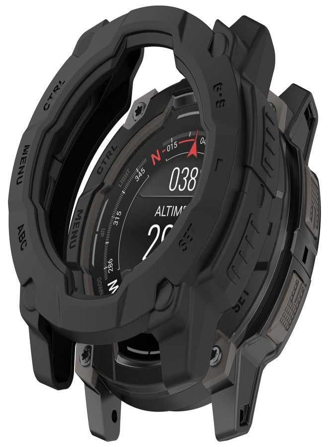 FanTEK Compatible with Garmin Instinct 3 AMOLED - 50mm Smart Watch TPU Cases, Soft Frame Protective Cover Scratch Resistant Shock Absorbing Case, Black - Image 1