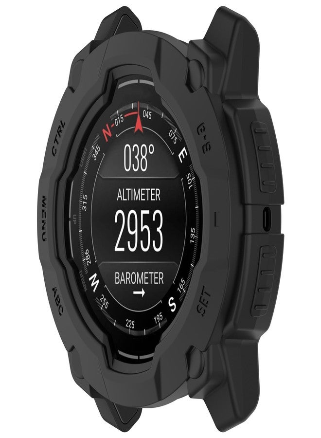 FanTEK Compatible with Garmin Instinct 3 AMOLED - 50mm Smart Watch TPU Cases, Soft Frame Protective Cover Scratch Resistant Shock Absorbing Case, Black - Image 4