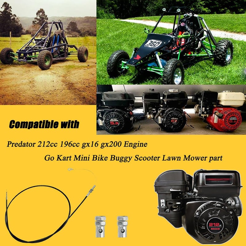 Aniro Moto 71 Inch Universal Enhanced Throttle Cable for Go Kart Predator 212 cc Engine GX160 GX200 196cc 5.5hp 6.5hp Manco 8252-1390 ASW Go Cart Accelerator Lawn Mower Parts - Image 5
