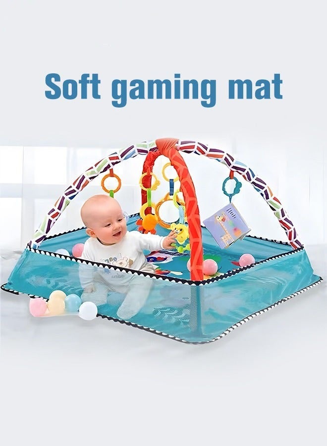 Foldable Baby Play Mat with Hanging Toys, Ocean Balls and Non-slip Mat for Infants, Enhancing Sensory Awareness and Easy Storage. - Image 1