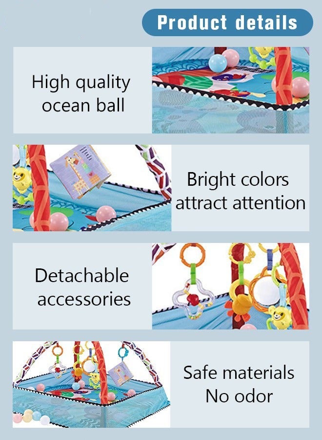 Foldable Baby Play Mat with Hanging Toys, Ocean Balls and Non-slip Mat for Infants, Enhancing Sensory Awareness and Easy Storage. - Image 4