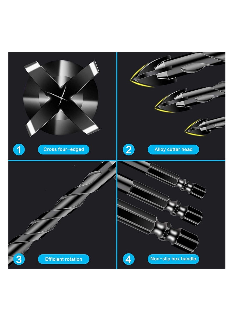 RATSAW - 7Pcs Drill Bits Concrete Drill Bit Set Cross Carbide Tipped Drill Bits for Drilling Brick Tile Concrete Plastic and Wood Ceramic Tile 3 4 5 6 8 10 12mm - Image 1