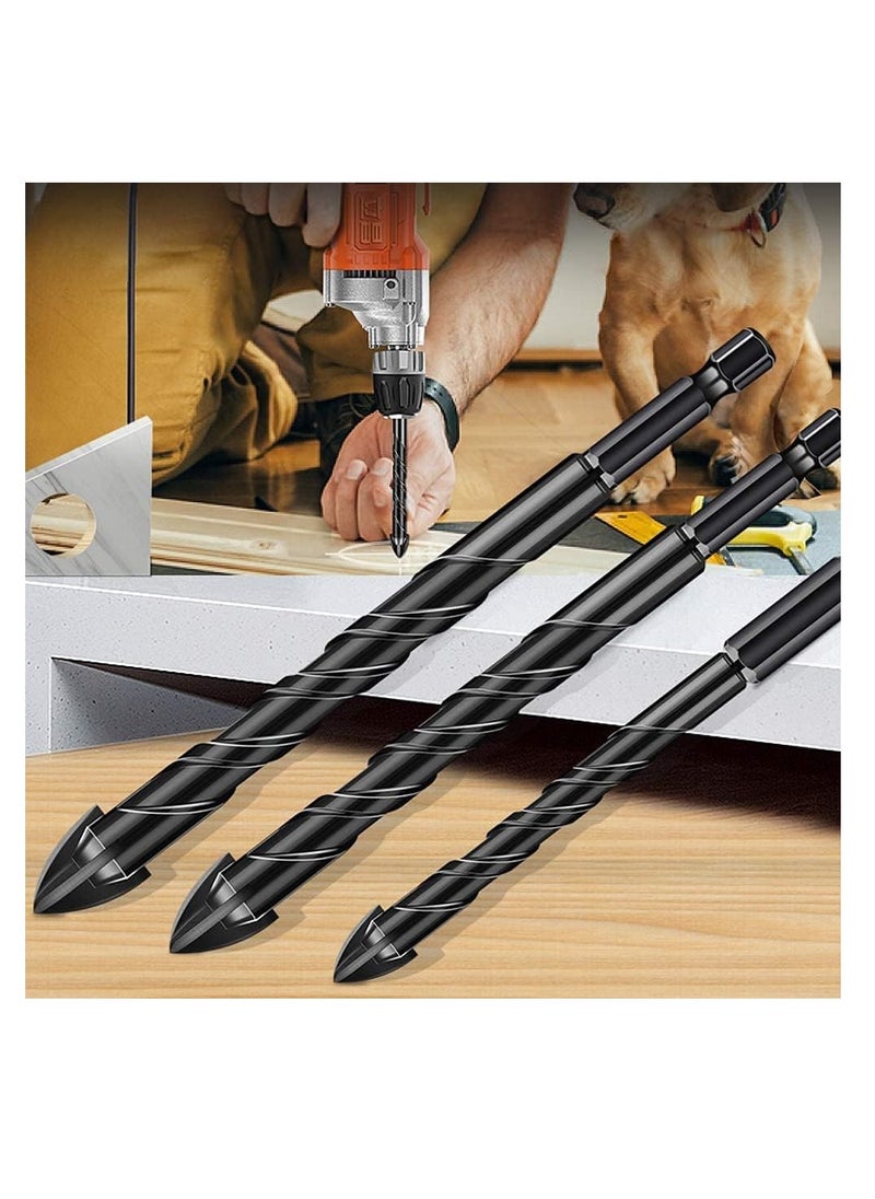 RATSAW - 7Pcs Drill Bits Concrete Drill Bit Set Cross Carbide Tipped Drill Bits for Drilling Brick Tile Concrete Plastic and Wood Ceramic Tile 3 4 5 6 8 10 12mm - Image 1