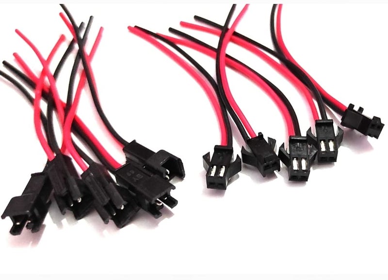 UNIVERSAL HUB � 10 Pairs 22 AWG JST SM 2 Pin Plug Male and Female Connector Adapter with 85 mm Electrical Cable Wire for LED Light (Multicolour) - Image 3