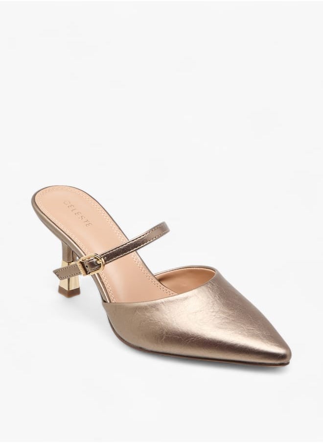 Celeste Women's Solid Slip-On Mules with Stilettos Heels  - Image 2