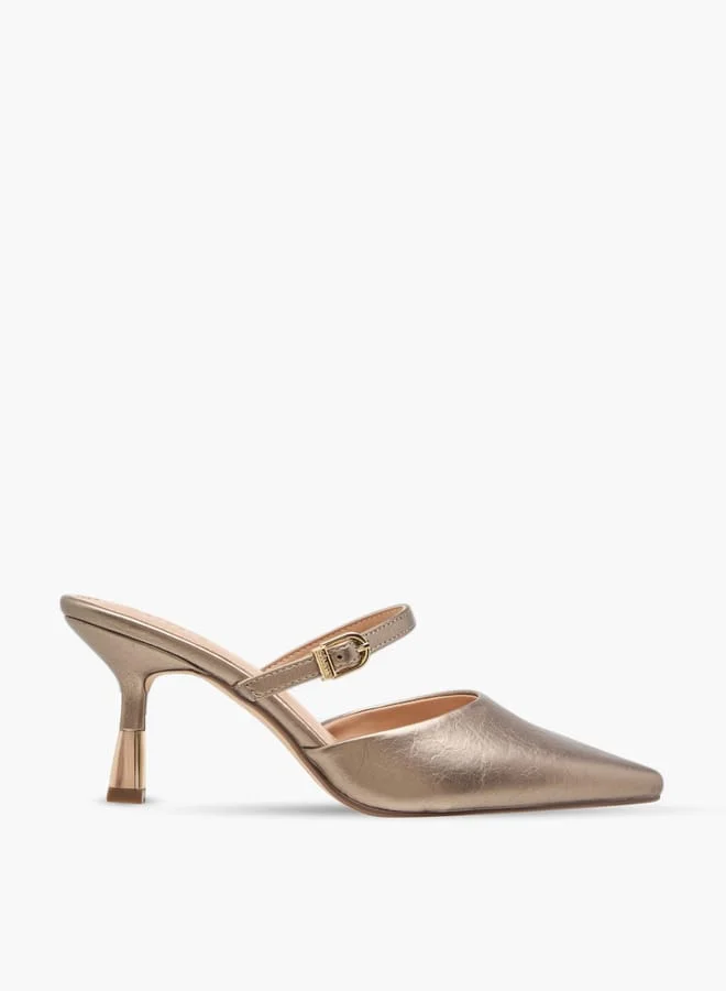 Celeste Women's Solid Slip-On Mules with Stilettos Heels
