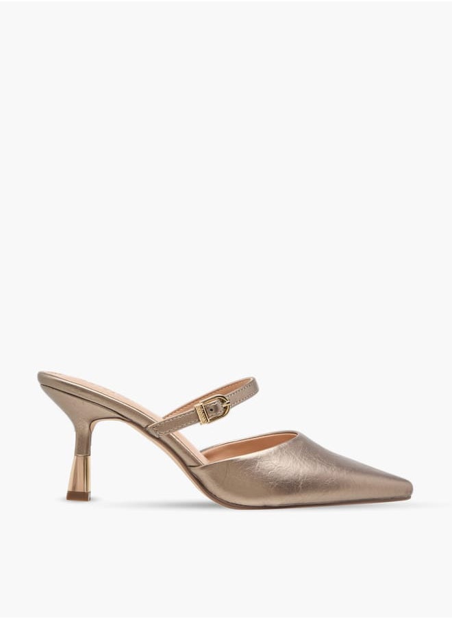 Celeste Women's Solid Slip-On Mules with Stilettos Heels  - Image 3