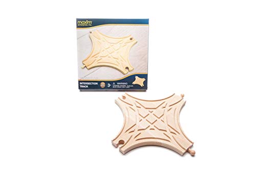 maxim enterprise, inc. Intersection Star Track for Toy Train - 100 Percent Hardwood Switch Track, 4 Three-Way Switches, Exit in 3 Directions, Compatible with Major Brands - Image 1