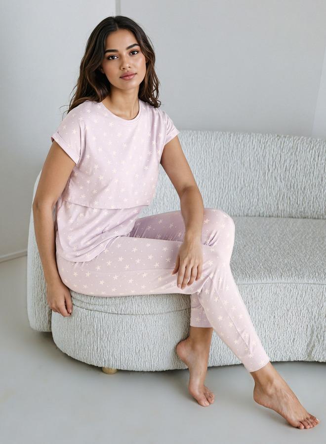 سبلاش فيڤ طقم بيجامة للحوامل مطبوع - Image 1