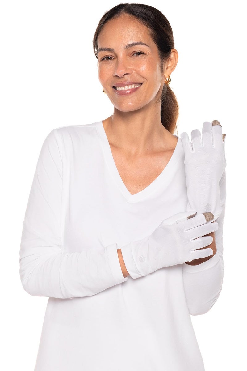 Coolibar قفازات UV للرجال والنساء من كوليبار UPF 50+ - واقية من الشمس (ميديم - أبيض) - Image 4
