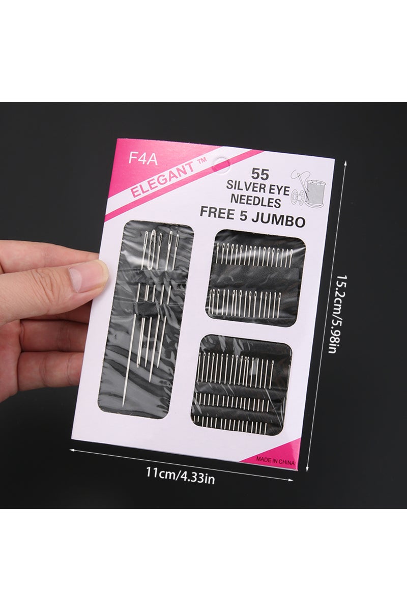 55pcs 18/23/55/60/70/80/90pcs Stainless steel large eye hand sewing needle, used for sewing clothes