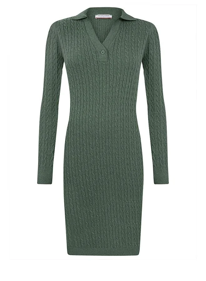 FELIX HARDY Long Sleeve Cable Knit Dress