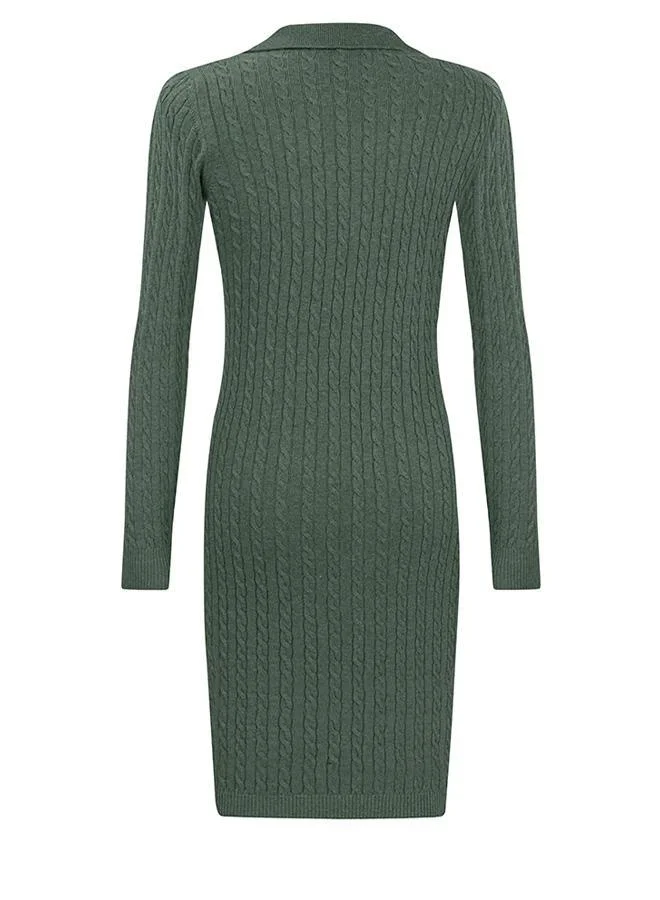 Felix Hardy Green Long Sleeve Cable Knit Dress for Women | Best Price UAE