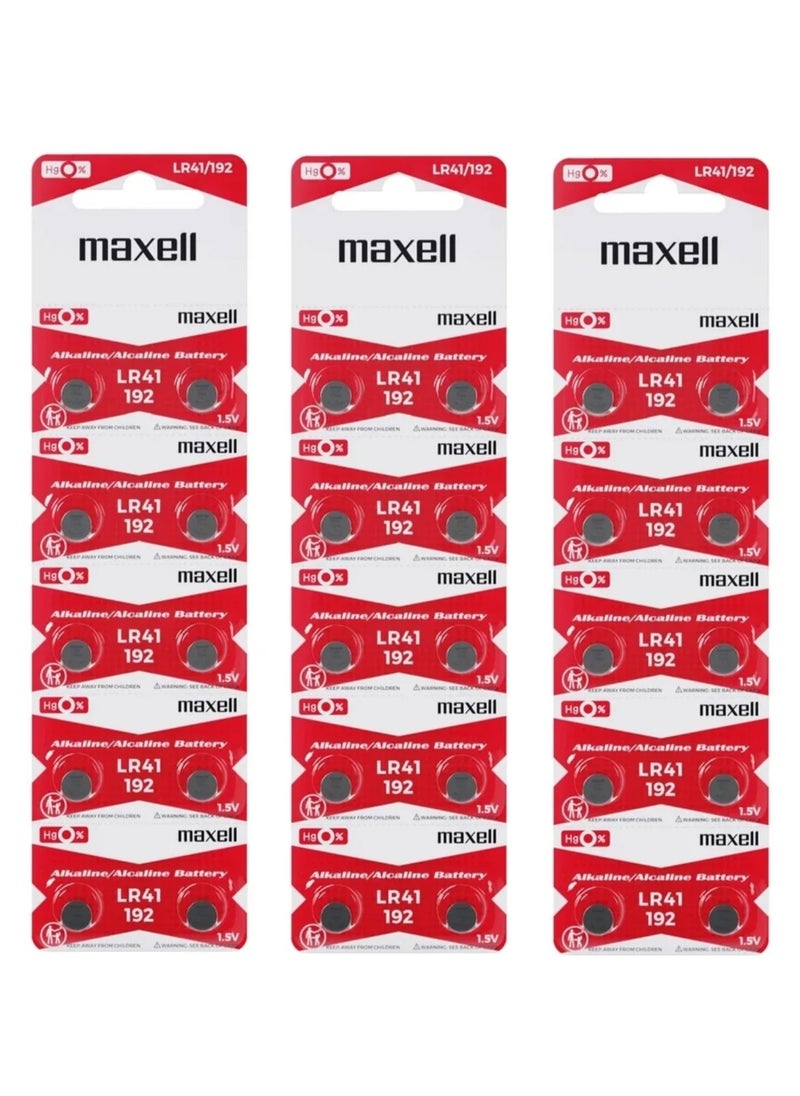 Maxell Maxell 30-pieces LR41 192 Alkaline 1.5v Battery 