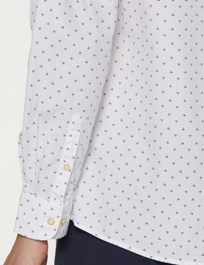 Peter England Men's Printed Slim Fit Party Branded Insignia Full Sleeve Casual Shirt Cotton White, 44 - Image 4